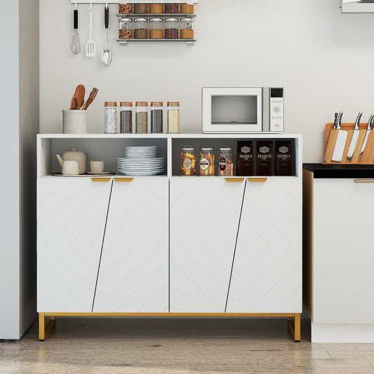 Aparador moderno con 4 puertas y estantes ajustables - Blanco