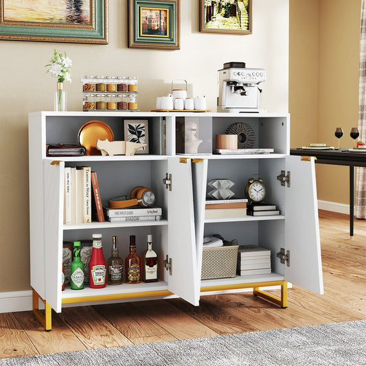Aparador moderno con 4 puertas y estantes ajustables - Blanco