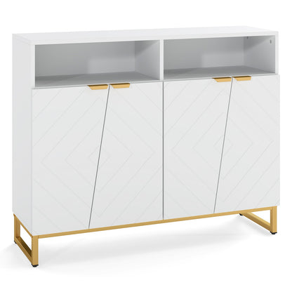 Aparador moderno con 4 puertas y estantes ajustables - Blanco