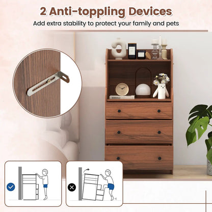 Storage Dresser with Anti Toppling Device