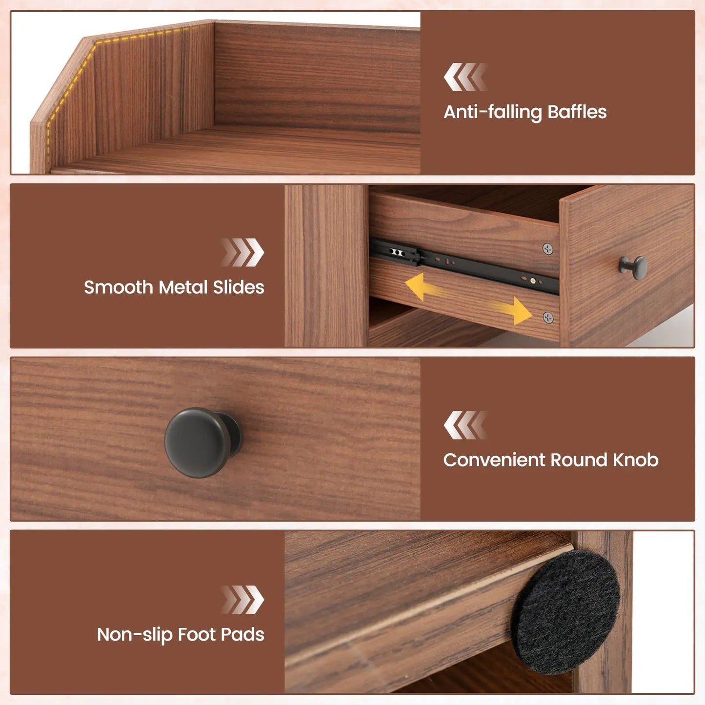 Storage Dresser with Anti Toppling Device