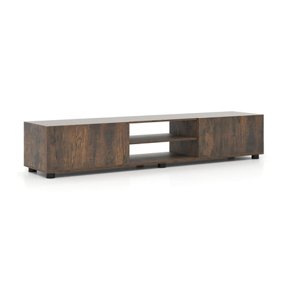 Modern TV Stand for up to 70" TVs Minimalist Entertainment Center with 2 Doors and Open Shelves-Rustic Brown