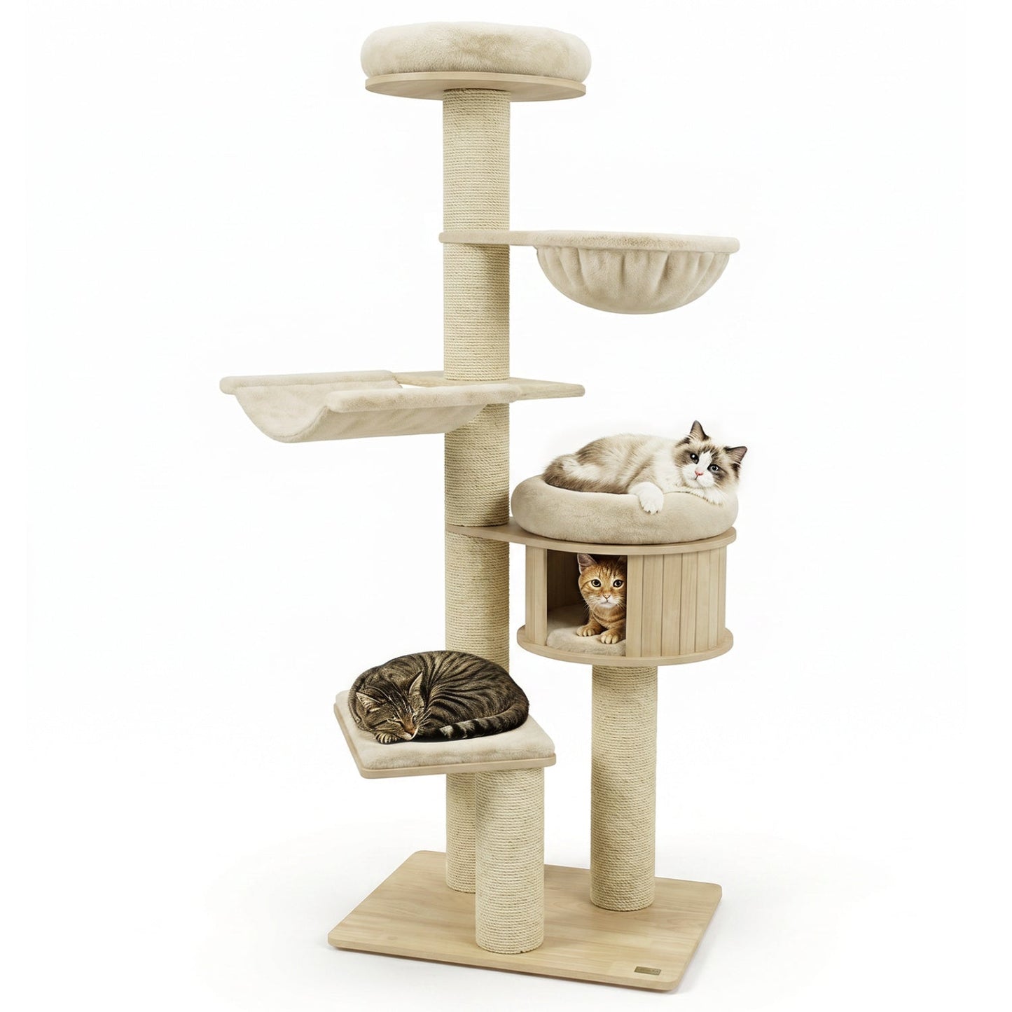 DirectDeals 75.5-inch cat tree with sisal posts, platforms, hammock and basket cabin, 3 cats on Tampa Home & Garden Store