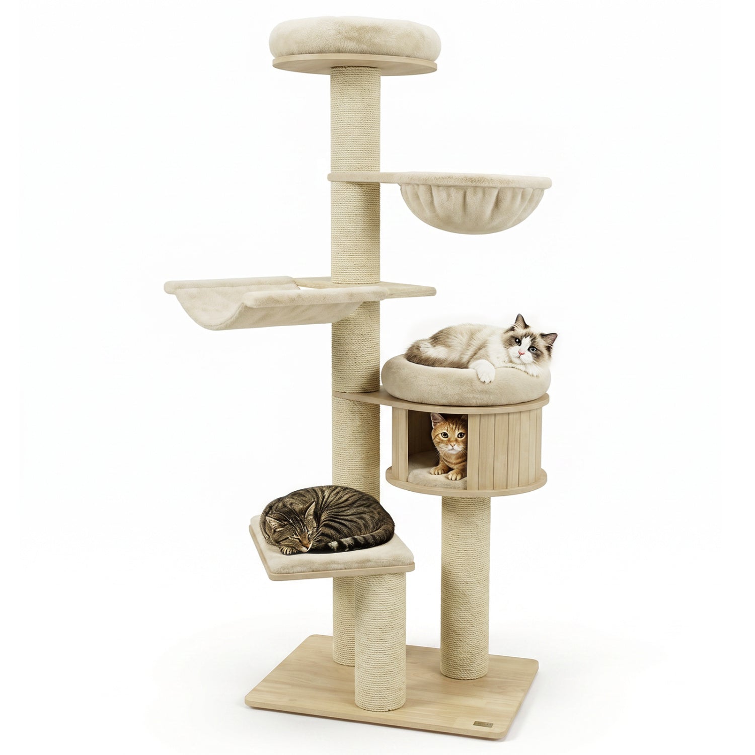 DirectDeals 75.5-inch cat tree with sisal posts, platforms, hammock and basket cabin, 3 cats on Tampa Home & Garden Store