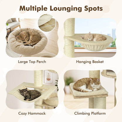 DirectDeals 75.5in Tall Cat Tree with sisal posts, large top perch, hammock & basket on Tampa Home & Garden Store