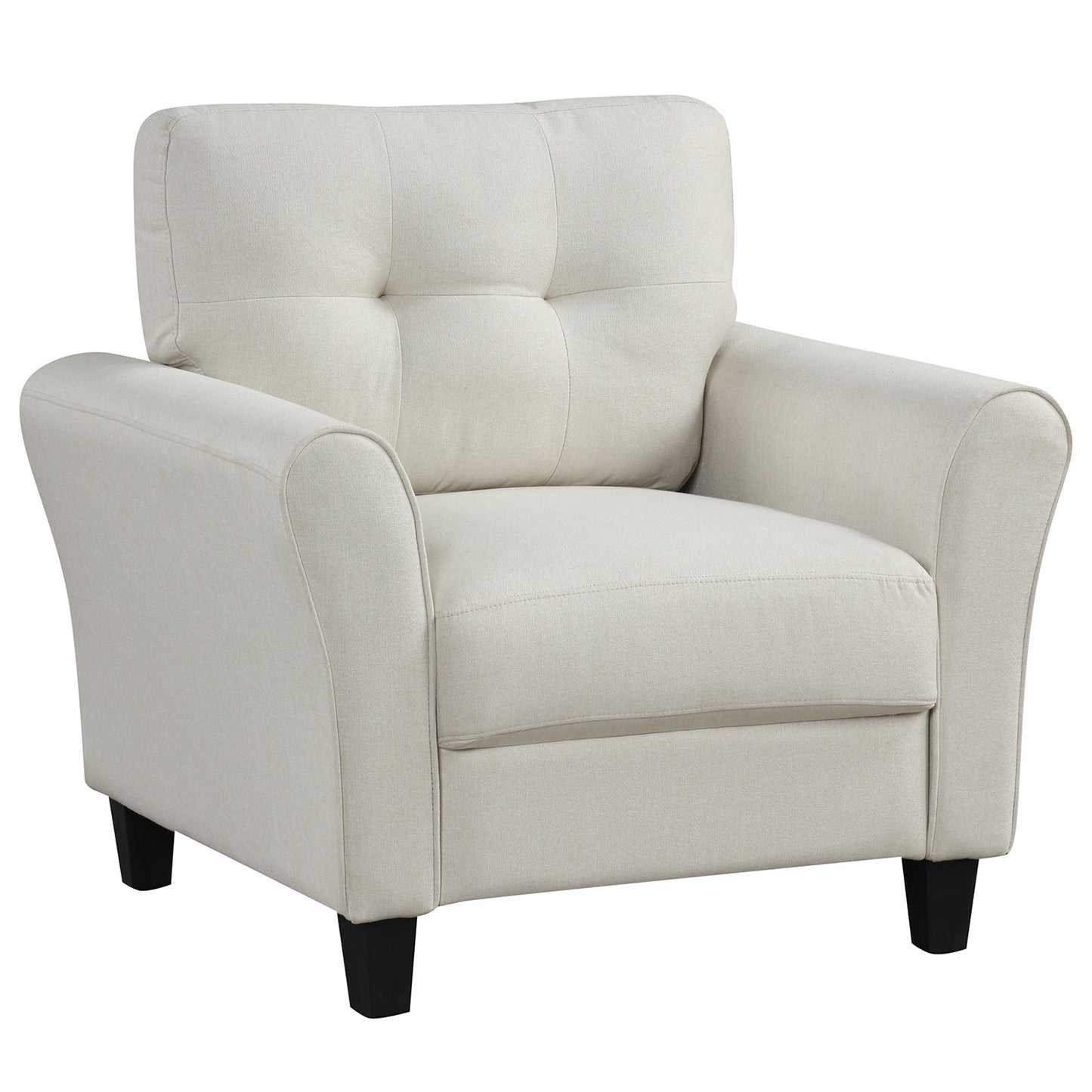 Sillón decorativo moderno tapizado con patas de madera de caucho - Gris