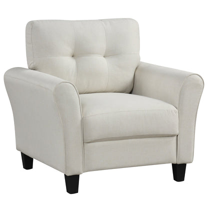 Sillón decorativo moderno tapizado con patas de madera de caucho - Gris