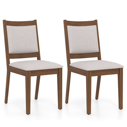 Modern dining chairs set of 2, brown wood frames with padded beige upholstery DirectDeals on Tampa Home & Garden Store