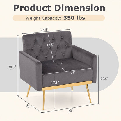 Modern velvet accent chair with button tufted back and adjustable feet DirectDeals on Tampa Home & Garden Store