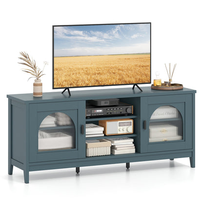 DirectDeals Modern Vintage TV Cabinet teal adjustable shelves 2 cable holes for 65in TVs on Tampa Home & Garden Store