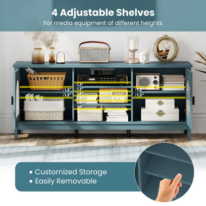 Modern Vintage TV Cabinet by DirectDeals in teal blue with adjustable shelves and 2 cable holes on Tampa Home & Garden Store