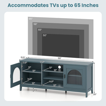 DirectDeals Modern Vintage TV Cabinet blue adjustable shelves, 2 cable holes for 65in TVs on Tampa Home & Garden Store