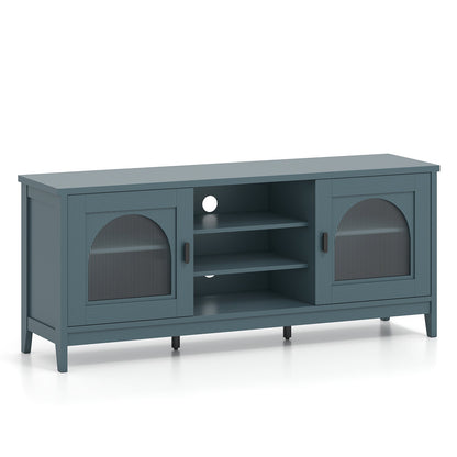 Modern TV Cabinet with adjustable shelves and 2 cable holes for 65in TVs DirectDeals teal on Tampa Home & Garden Store