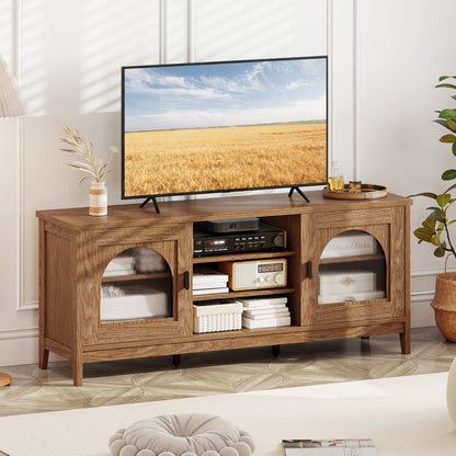 DirectDeals Modern Vintage TV Cabinet with 2 cable holes for 65in TVs, warm oak on Tampa Home & Garden Store