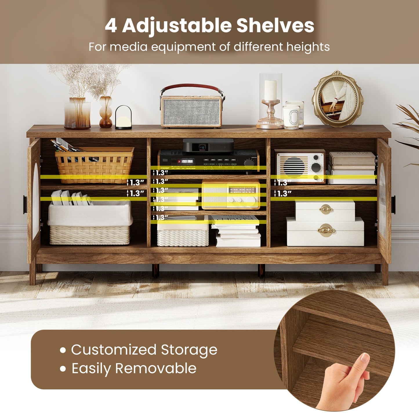 DirectDeals Modern Vintage TV Cabinet with 4 adjustable shelves and 2 cable holes on Tampa Home & Garden Store