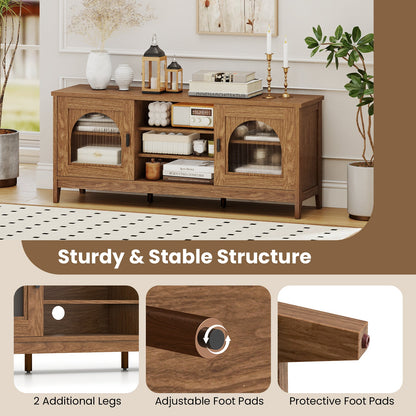 DirectDeals Modern Vintage TV Cabinet in oak with glass doors, adjustable shelves, 2 cable holes on Tampa Home & Garden Store