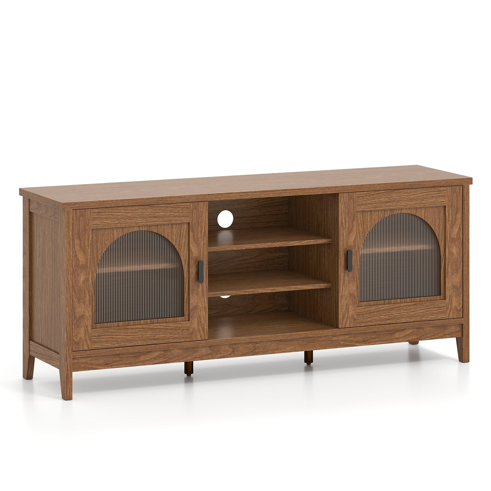 Modern Vintage Oak TV Cabinet with adjustable shelves and cable holes for 65in TVs DirectDeals on Tampa Home & Garden Store