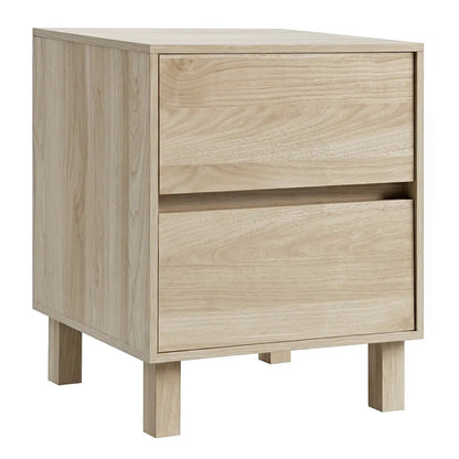 End Table with Storage Drawers in Natural Wood