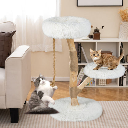DirectDeals Wooden Cat Tree Tower with Perch and Scratching Posts, rope posts and soft fur top on Tampa Home & Garden Store