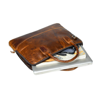 Modernist Leather Laptop Bag- Brown - Tampa Home & Garden Store