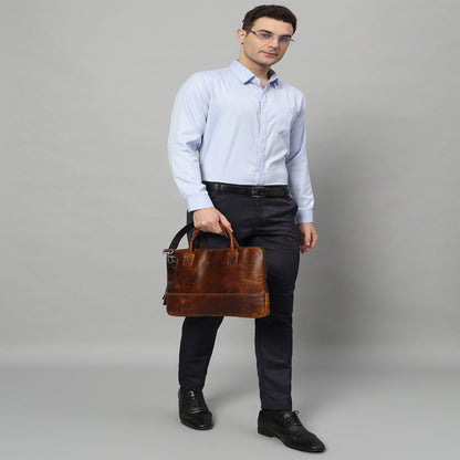 Modernist Leather Laptop Bag- Brown - Tampa Home & Garden Store