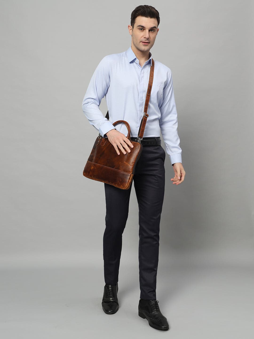 Modernist Leather Laptop Bag- Brown - Tampa Home & Garden Store