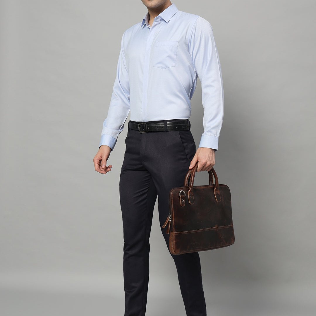 Modernist Leather Laptop Bag-Dark Brown - Tampa Home & Garden Store