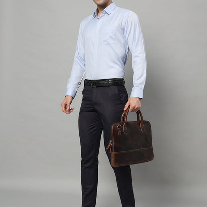 Modernist Leather Laptop Bag-Dark Brown - Tampa Home & Garden Store