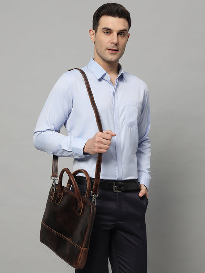 Modernist Leather Laptop Bag-Dark Brown - Tampa Home & Garden Store