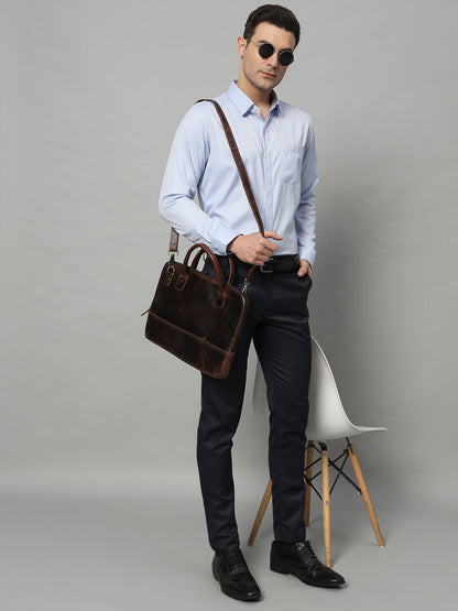 Modernist Leather Laptop Bag-Dark Brown - Tampa Home & Garden Store