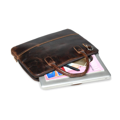Modernist Leather Laptop Bag-Dark Brown - Tampa Home & Garden Store