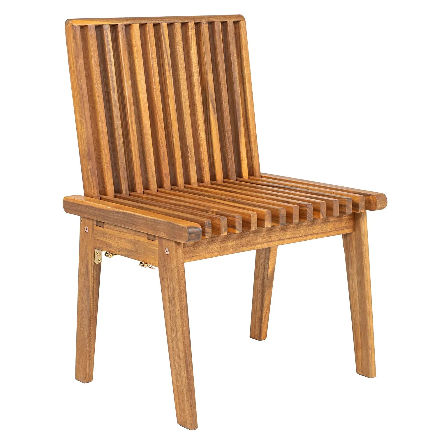 Outdoor Modular Folding Wooden Bench with slatted back and seat in natural finish on Tampa Home & Garden Store