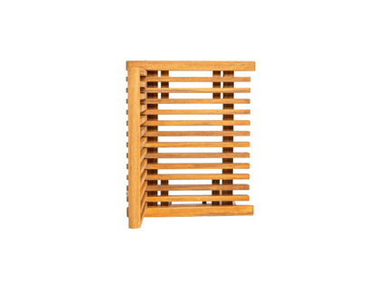 Outdoor modular folding wooden bench with horizontal slats in warm wood tone on Tampa Home & Garden Store