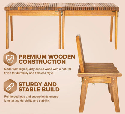 Modular Folding Wooden Bench – 2 Pc., natural acacia wood, Fire Sense/Balkene Home on Tampa Home & Garden Store