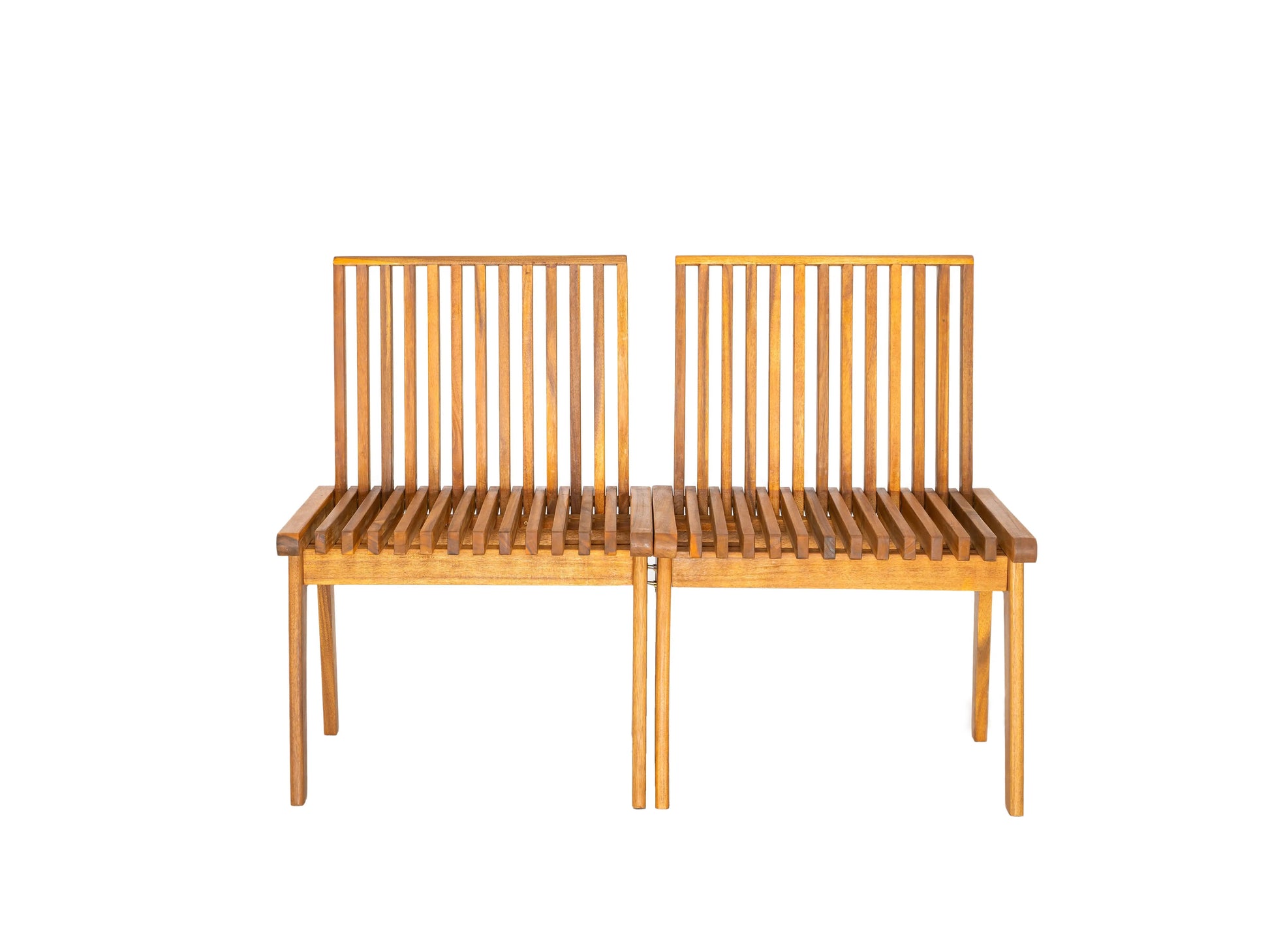 Modular folding wooden bench 2-piece slatted outdoor set in natural wood for patio on Tampa Home & Garden Store