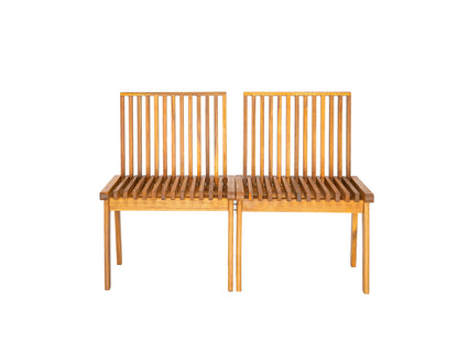 Modular folding wooden bench 2-piece slatted outdoor set in natural wood for patio on Tampa Home & Garden Store
