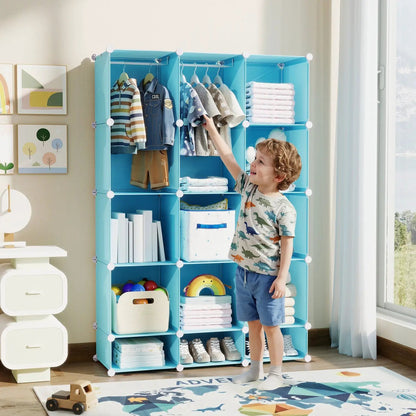 13 Cube Modular Kids Wardrobe With Hanging Rod