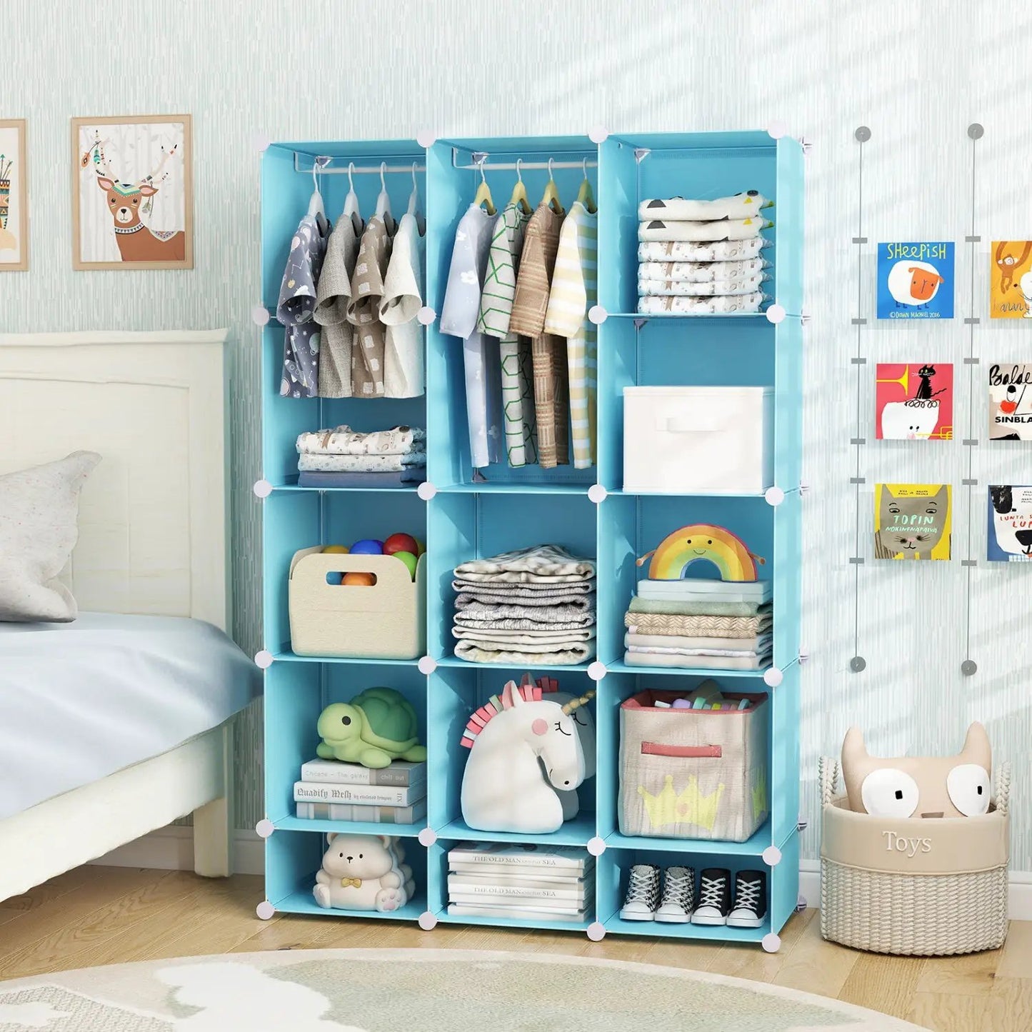 13 Cube Modular Kids Wardrobe With Hanging Rod