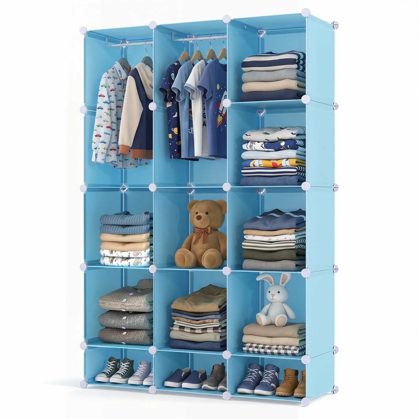 13 Cube Modular Kids Wardrobe With Hanging Rod