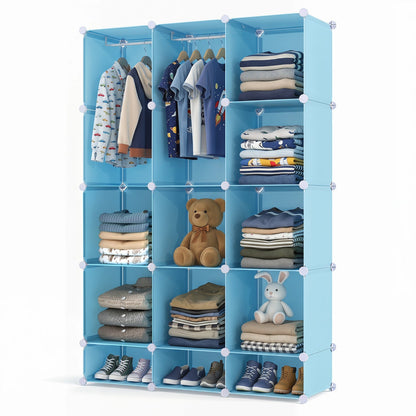 13 Cube Modular Kids Wardrobe With Hanging Rod