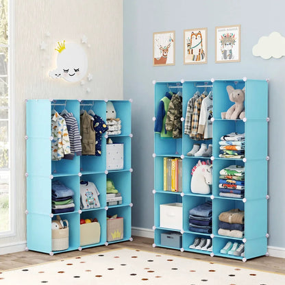 13 Cube Modular Kids Wardrobe With Hanging Rod