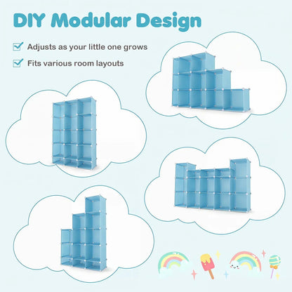 13 Cube Modular Kids Wardrobe With Hanging Rod