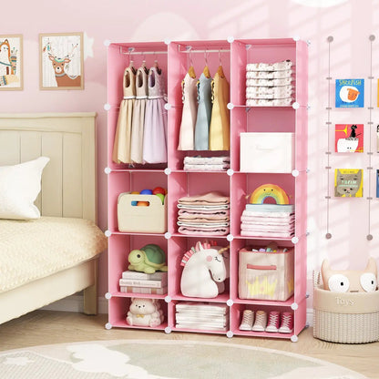13 Cube Modular Kids Wardrobe With Hanging Rod