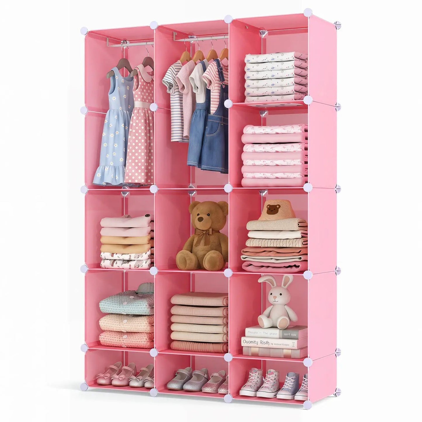 13 Cube Modular Kids Wardrobe With Hanging Rod