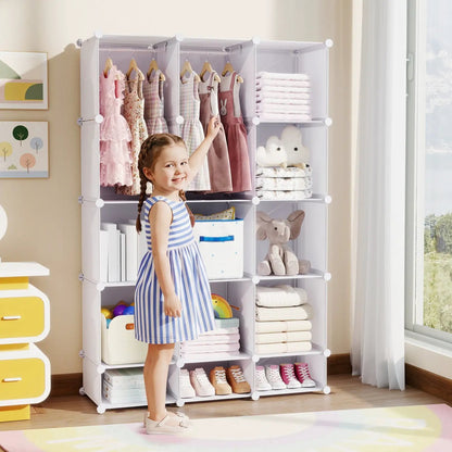 13 Cube Modular Kids Wardrobe With Hanging Rod