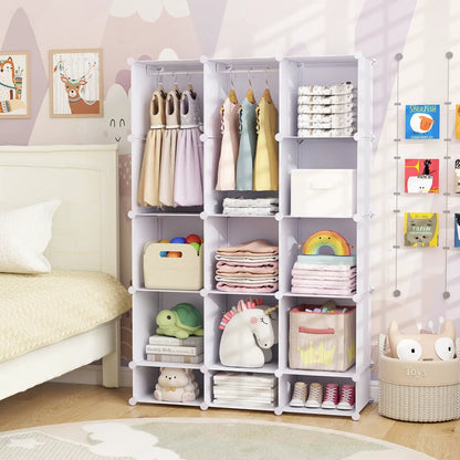 13 Cube Modular Kids Wardrobe With Hanging Rod