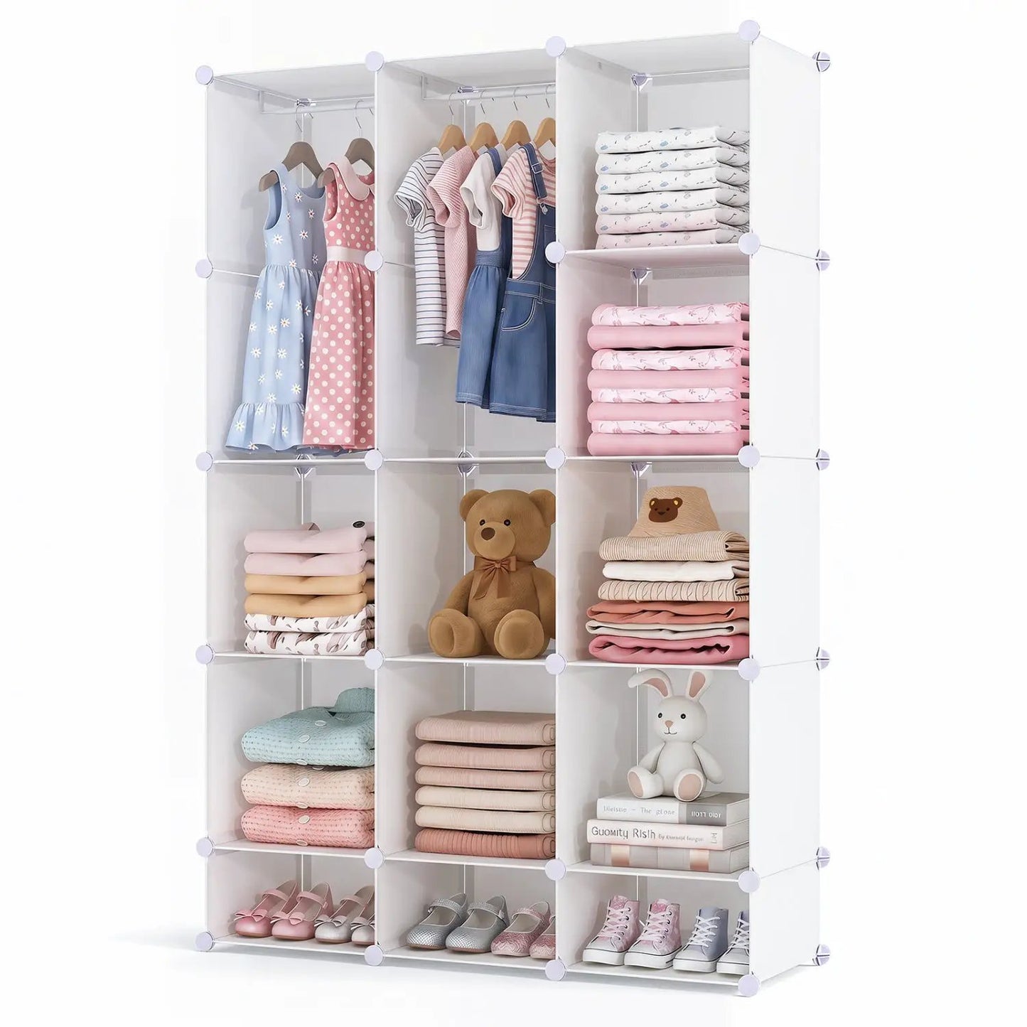13 Cube Modular Kids Wardrobe With Hanging Rod