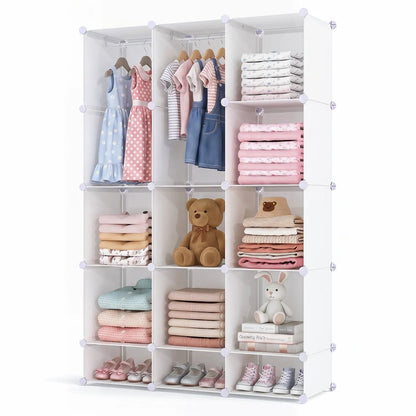 13 Cube Modular Kids Wardrobe With Hanging Rod