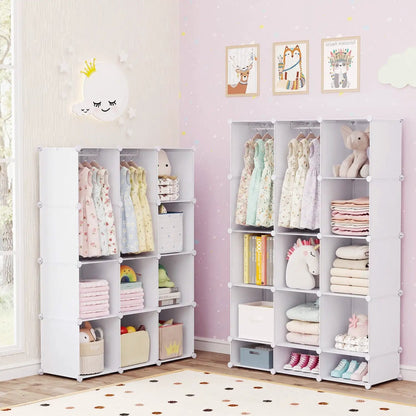 13 Cube Modular Kids Wardrobe With Hanging Rod