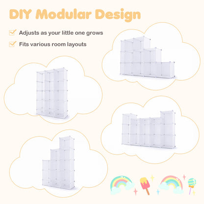 13 Cube Modular Kids Wardrobe With Hanging Rod